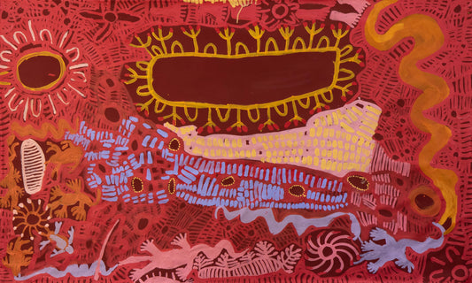 Kanyintjaku Tjukurrpa (Holding Story) - Doris Bush Nungarrayi