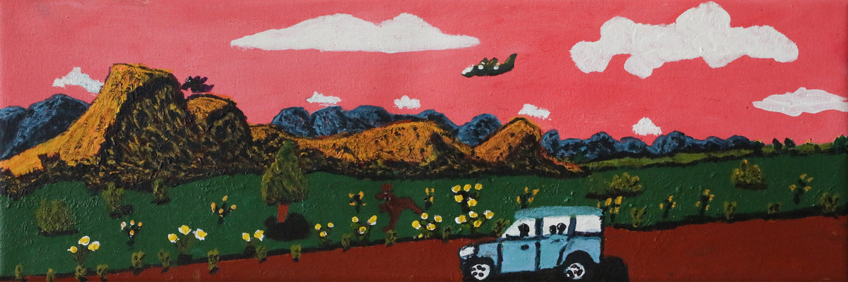 Billy Tjampitjinpa Kenda | Blue car Pink sky 179-25