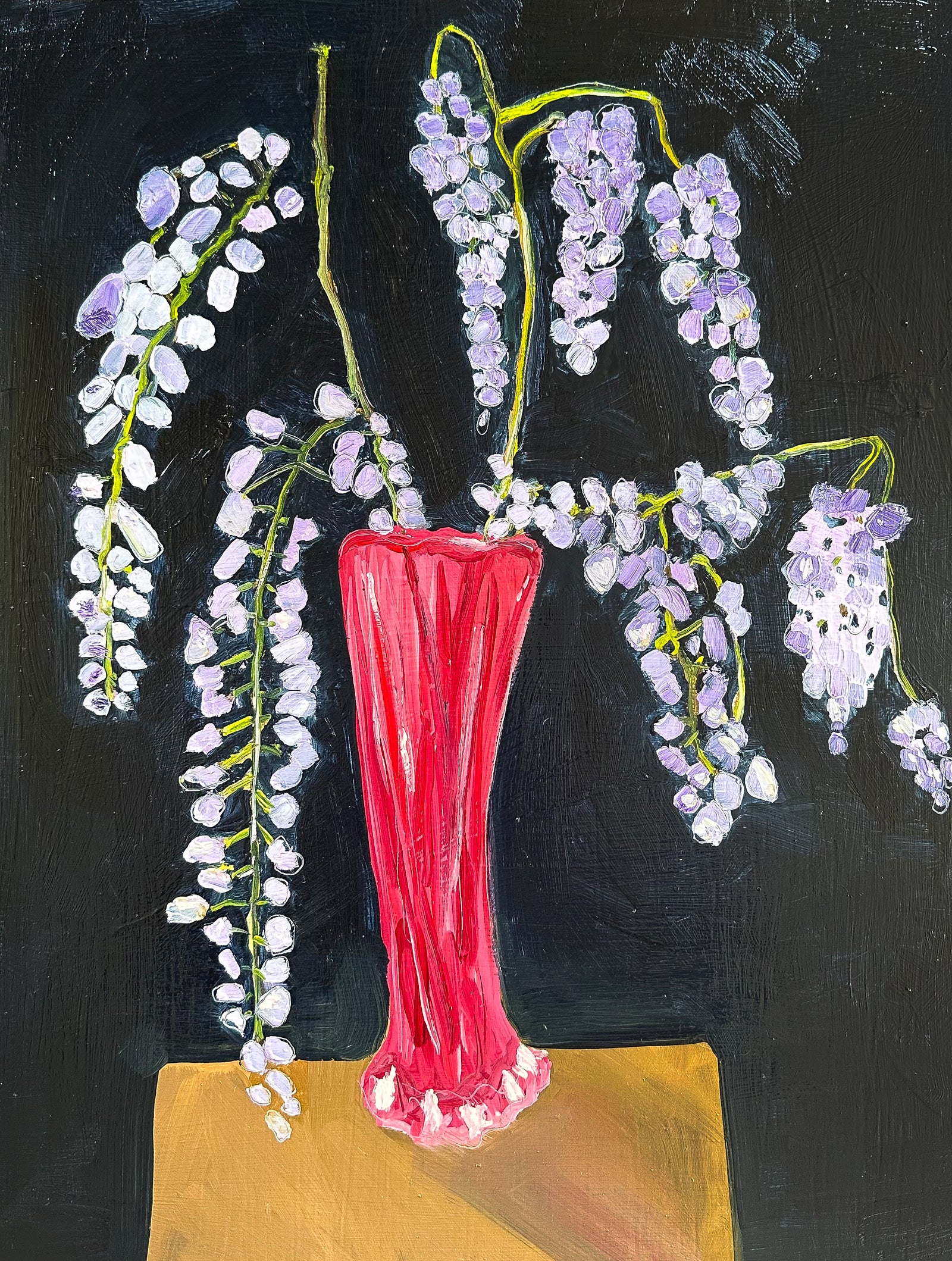 Caroline Kennedy | Wisteria in red glass twisted vase