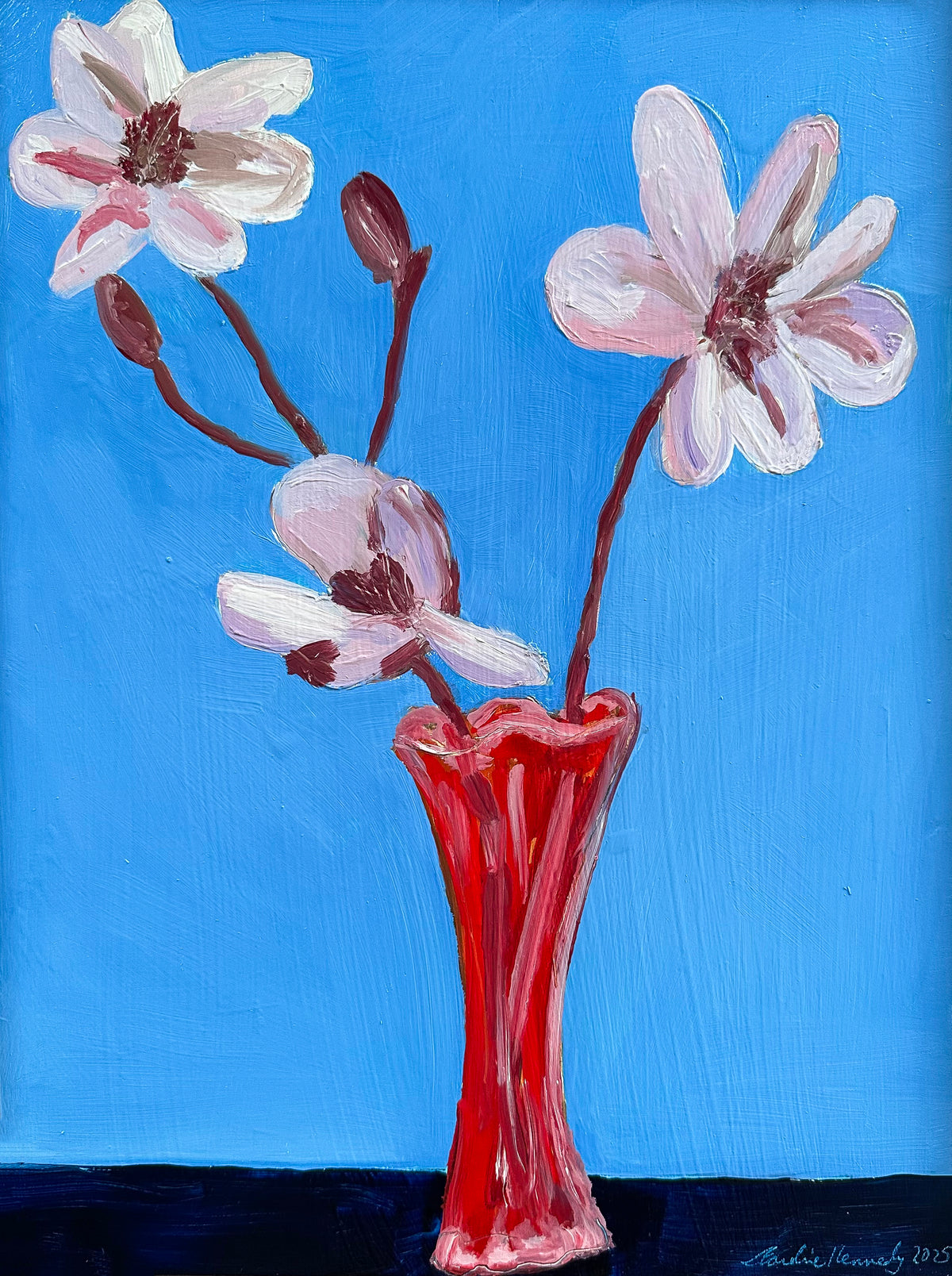 Caroline Kennedy | Magnolia in red vase