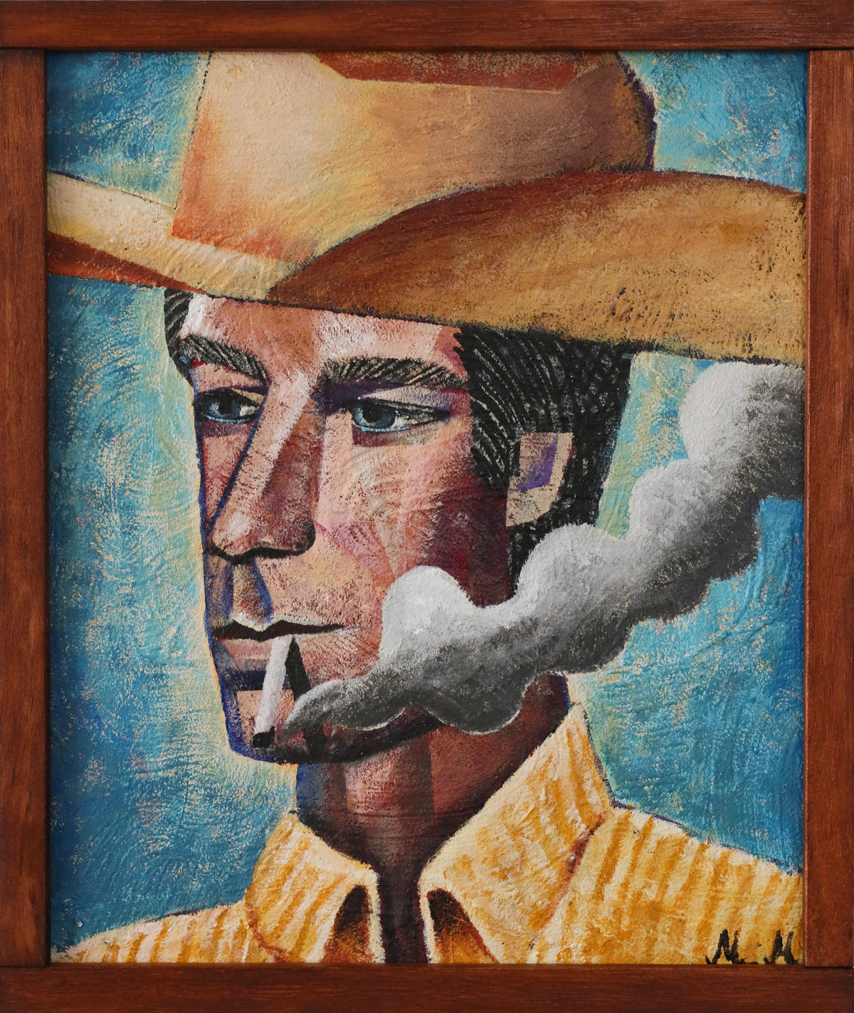 Mickey Mason | Cowboy in yellow shirt and smoking cigarette